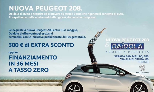 Peugeot 208. Offerta di lancio Daidola.
