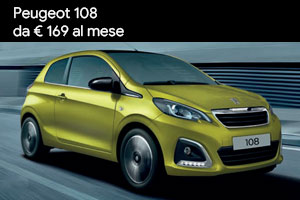 Peugeot 108 tua da 169 Euro al mese da Spazio a Torino