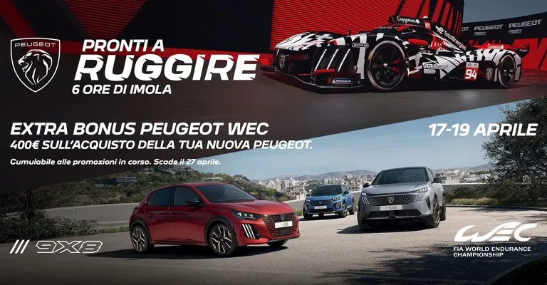 Peugeot WEC 2026: per te 400€ di Extra Bonus fino al 27 aprile!